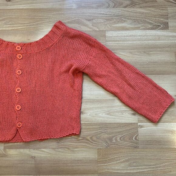 Poles Maison Montagut Orange Button Down Knit Sweater Cardigan Small - Picture 7 of 7